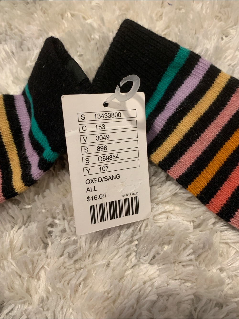 Striped Knit women’s mittens - Black with Multicolor Stripes